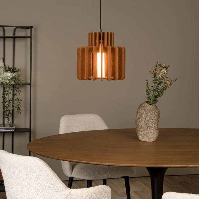 Lucide hanglamp Rollo, terracotta, Ø 31 cm, stof/metaal/glas