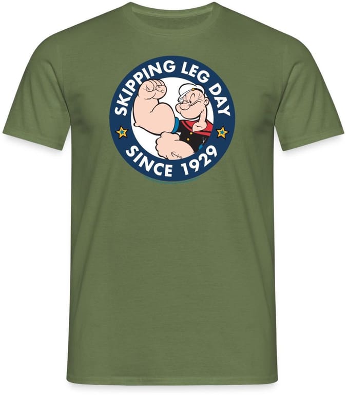 Popeye Skipping Leg Day Since 1929 T-Shirt Heren