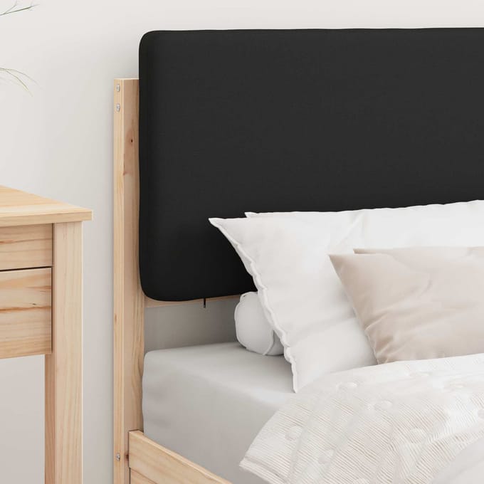 vidaXL - Bedframe - met - Gevoerde - Hoofdbord - Zwart - 75 - x - 190 - cm