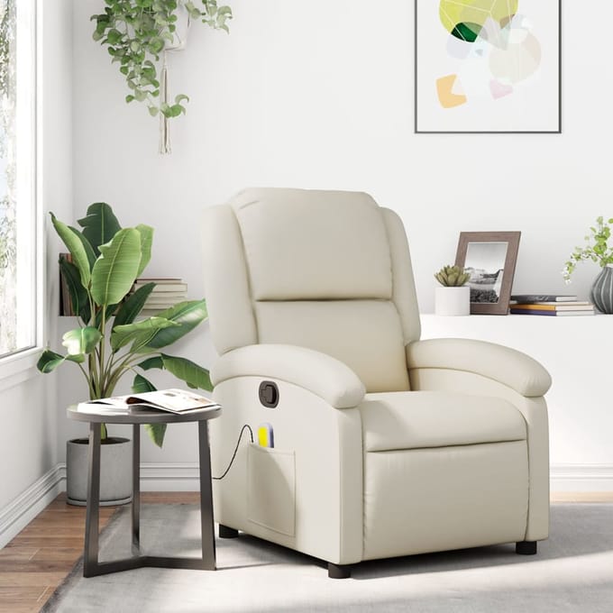 vidaXL - Massagestoel - verstelbaar - kunstleer - crème