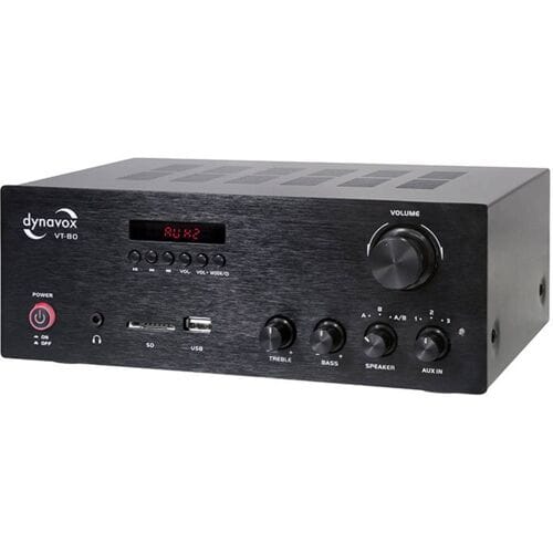 Dynavox VT-80 compacte stereo versterker A+B schakeling, USB, SD & bluetooth 160 Watt