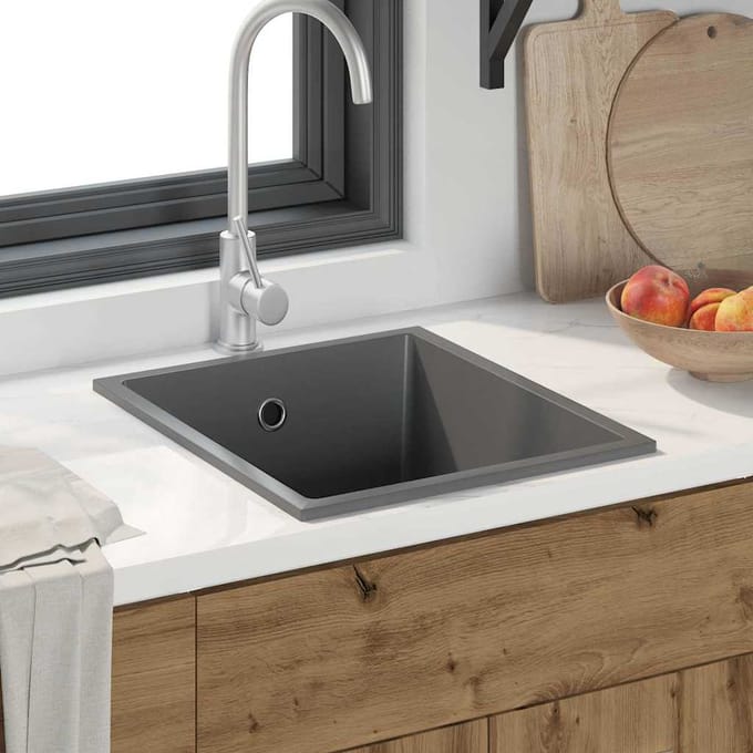 vidaXL - Keukenwasbak - Grijs - 38 - x - 44 - x - 20 - cm - Graniet