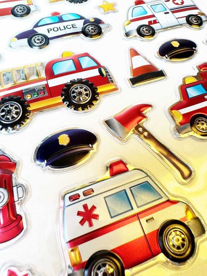Puffy Voertuigen Stickers - 3D Stickers Jongens - 2 Stickervellen Voertuigen