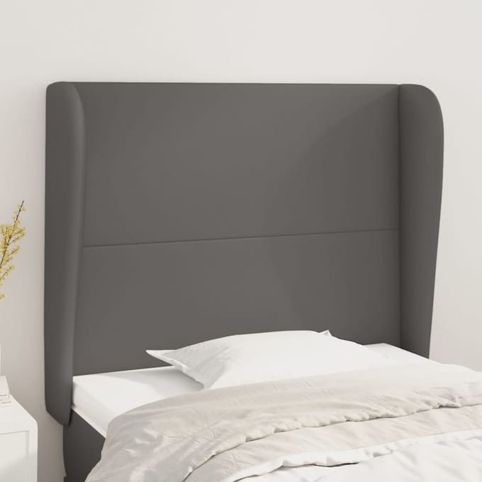 vidaXL - Hoofdbord - met - randen - 103x23x118/128 - cm - kunstleer - grijs
