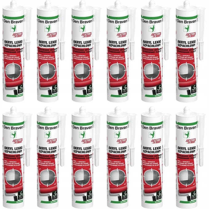 Set de 12 mastic acrylique léger Den Braven 085250 280 ml