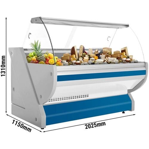 GGM Gastro Kühl-/ Fleischtheke - 2000mm - Blau - mit Fleischlicht & beleuchteter Frontblende