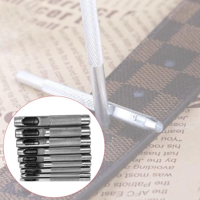 9 stuks Lederen Holle Pons Set Riemgaatjesmaker Leerbewerkingsgereedschap 2.5-10mm black