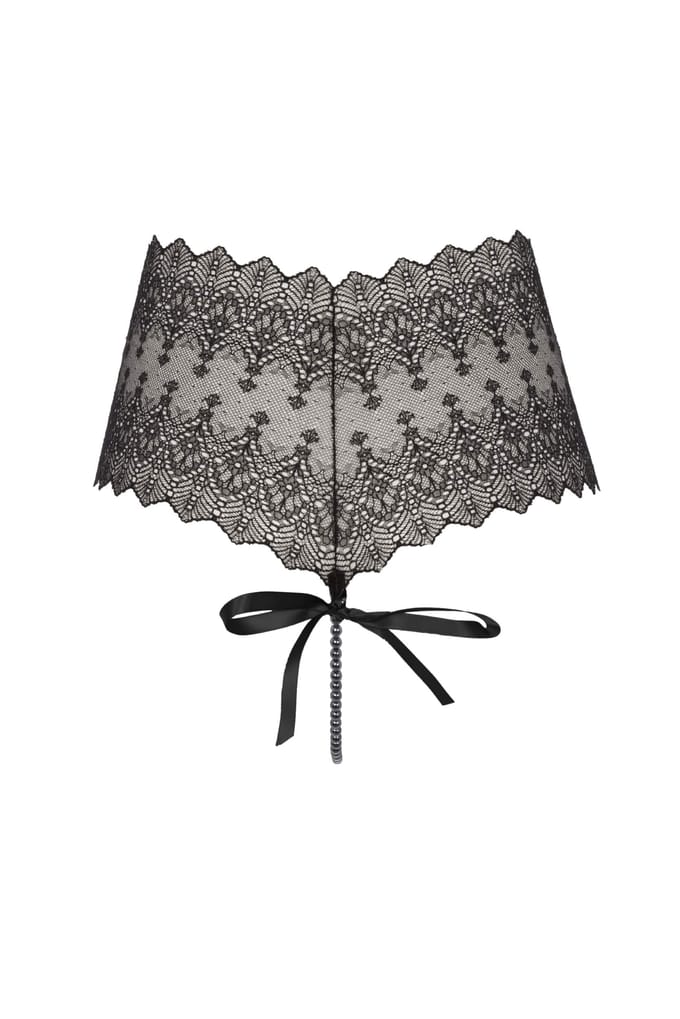 Bracli - Geneva Dark Tights - Luxus Perlenstring Dessous Größe Plus