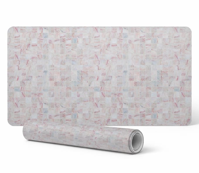Antislip bureauonderlegger met pastelkleurig mozaïekpatroon, 90x45 cm