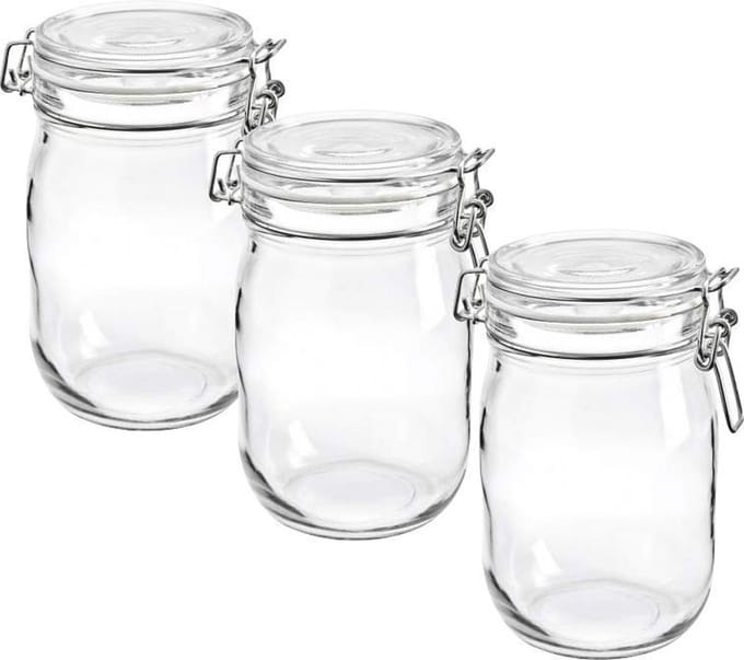 Weckpot - Voorraadpot - Transparant - 1 Liter - 3 stuks
