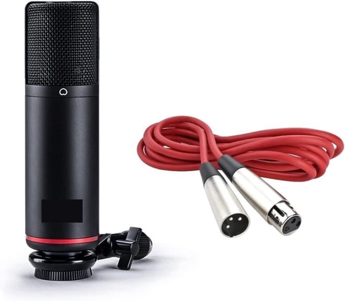 Condensatormicrofoon - Studio microfoon - Muziek productie - Actieve ruisonderdrukking - 3 meter kabel - Zwart