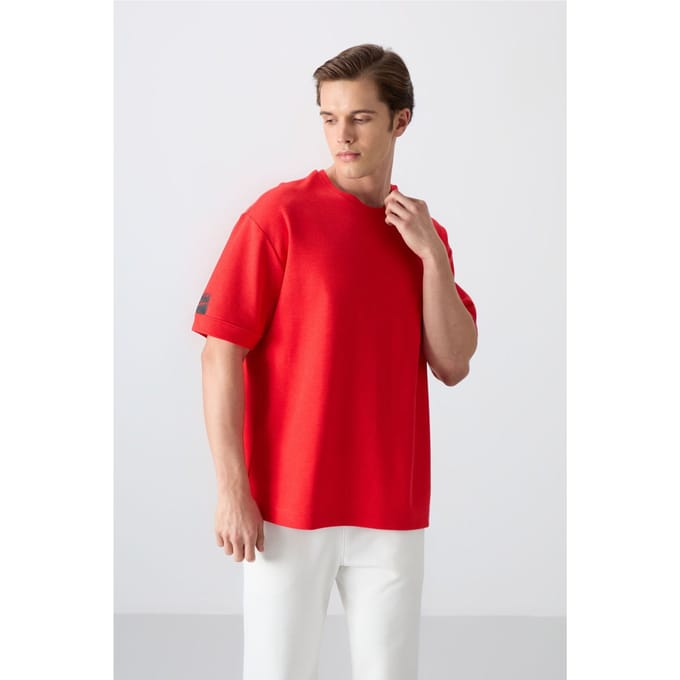 Heren Oversized Crew Neck T-shirt met Patch