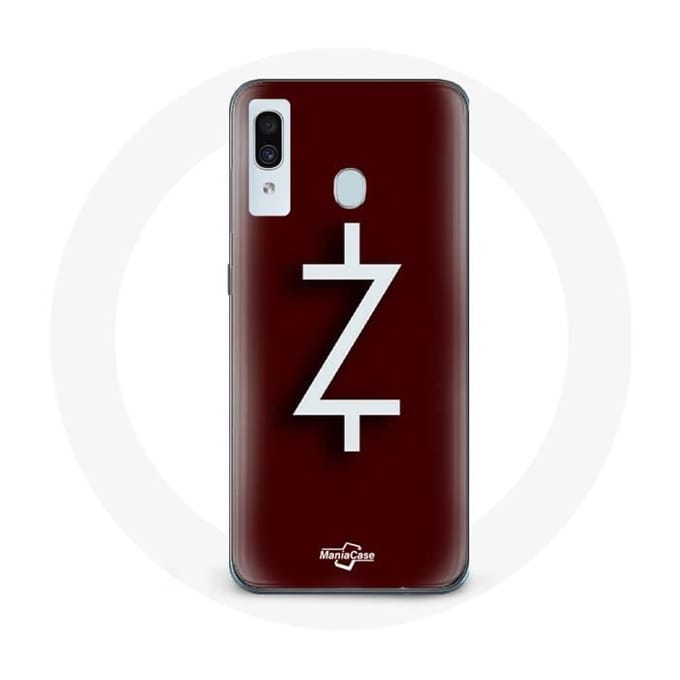 Case voor Samsung Galaxy A40 Ozark Seizoen 4 Logo Z Wit Rode Achtergrond
