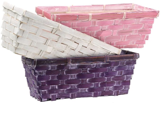 Frietmandje vierkant paars/wit/roze 6 st, 6 Stück