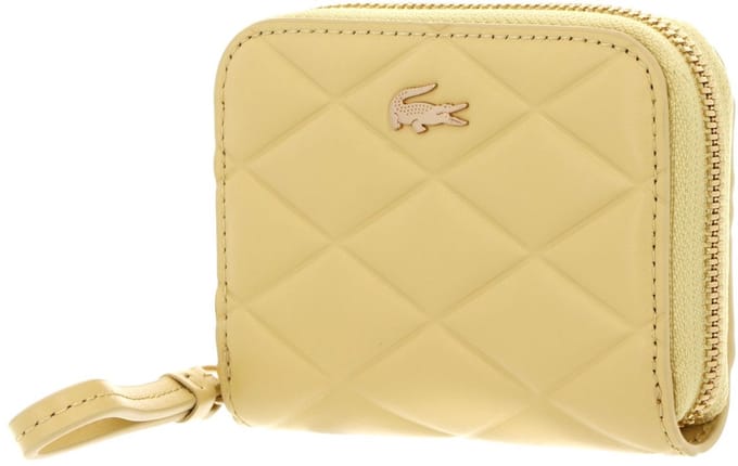 LACOSTE Leren portemonnee Crocodelle Zip Coin Wallet Soja mosterdgeel