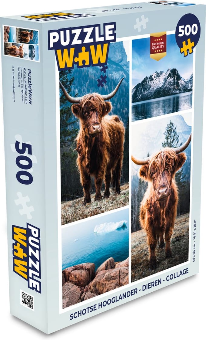 Puzzel Schotse hooglander - Dieren - Collage - Legpuzzel - Puzzel 500 stukjes