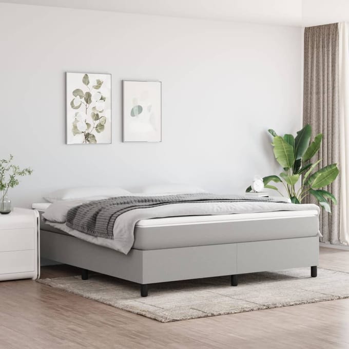 vidaXL - Boxspring - bed - stof - lichtgrijs - 180x200 - cm