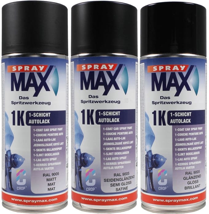 SprayMax 1K Lak Zwart in Spuitbus - Mat
