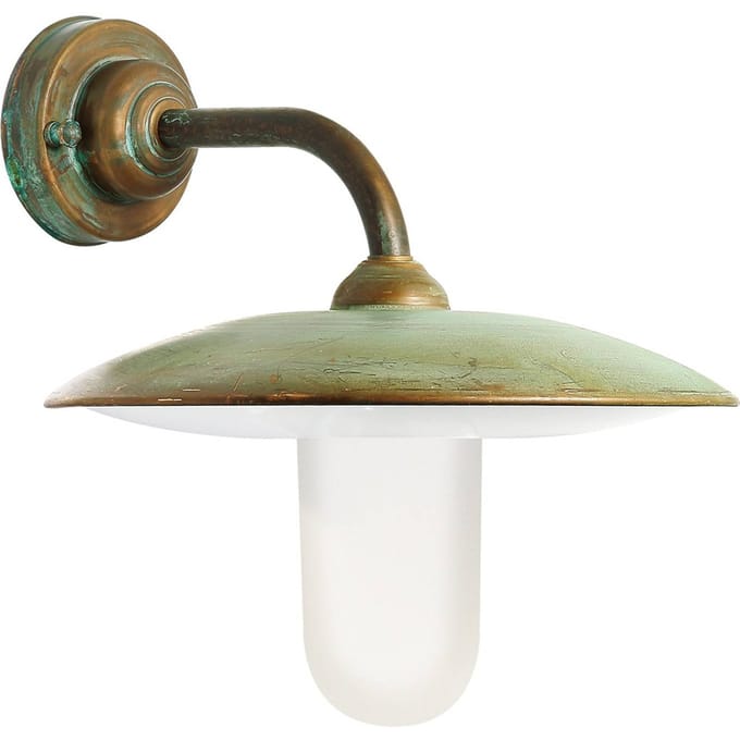 Moretti Luce Buitenwandlamp Casale, antiek-koper glas opaal