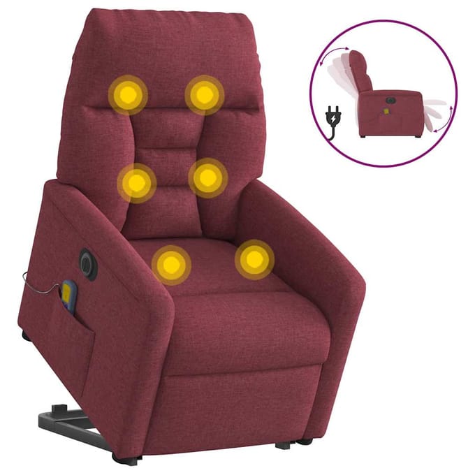 vidaXL - Sta-op-massagestoel - elektrisch - verstelbaar - stof - wijnrood