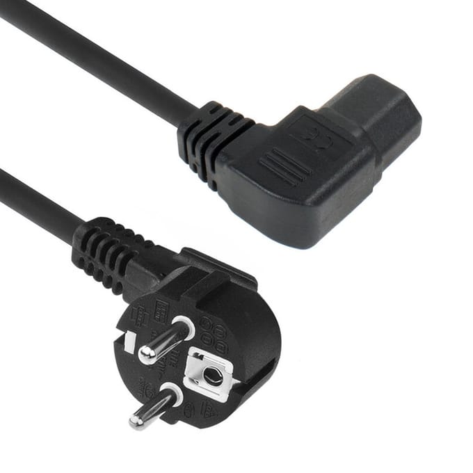 ACT Netsnoer Schuko CEE 7/7 male (haaks) - C15 (haaks links) IEC 60320 zwart 2 m AK5348