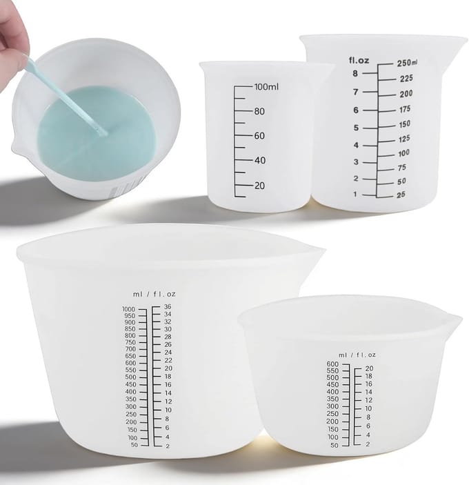 SolidKeus - Set van 4 Siliconen Maatbekers 1000/600/250/100ml