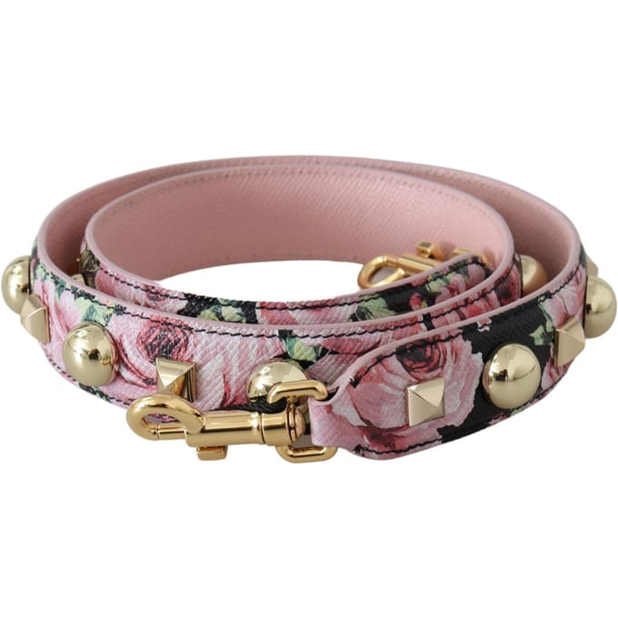 Dolce & Gabbana Vrouwen Roze Bloemen Goud Studs Tas Accessoire Schouderriem