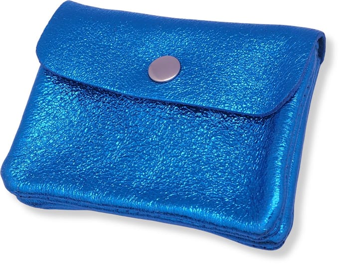 Bijoutheek Portemonnee Leer Italiaans Metallic Cobalt Blue