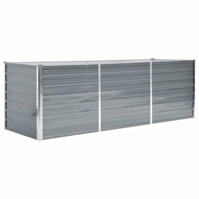 vidaXL - Plantenbak - verhoogd - 240x80x77 - cm - gegalvaniseerd - staal - grijs