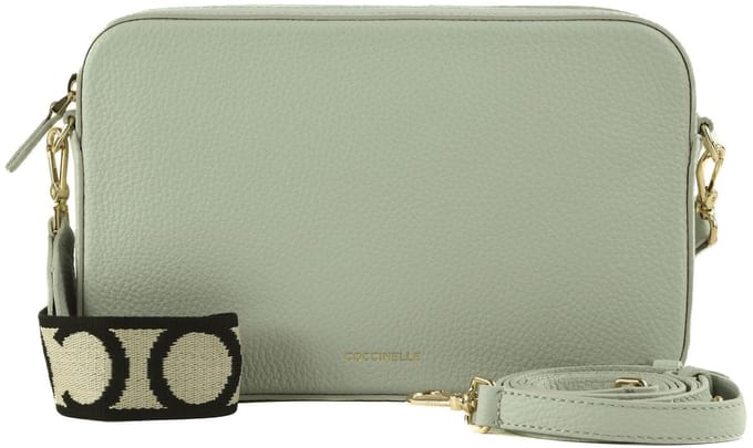COCCINELLE Leren schoudertas Tebe Mini Bag Grained Leather Snow Lichtgrijs