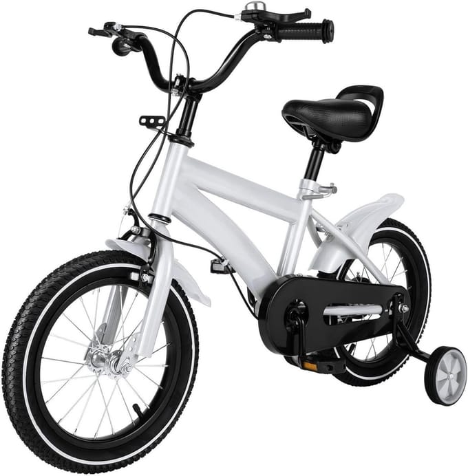 Kinderfiets - Loopfiets - Buiten spelen - Afneembare steunwielen - 12/14 inch - Wit