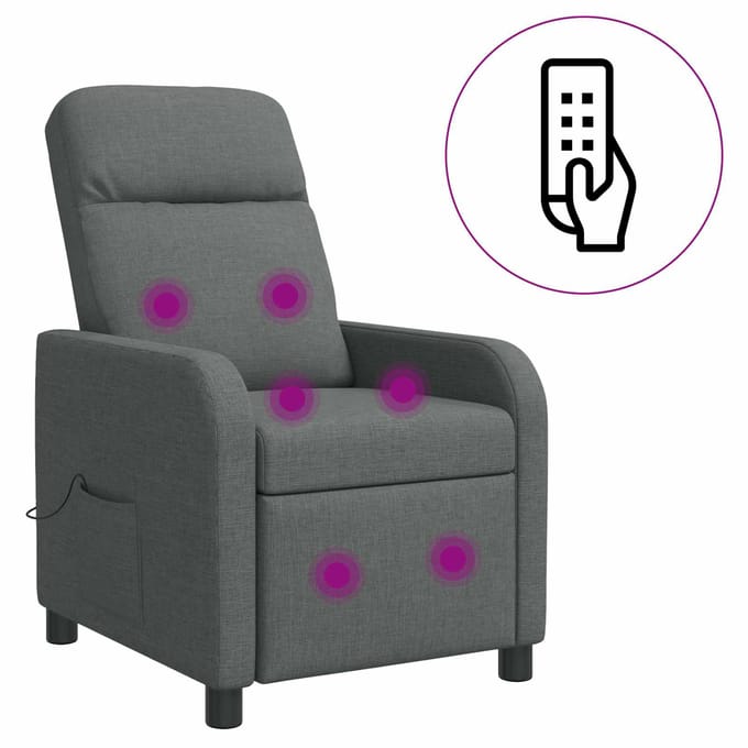 vidaXL - Massage - Relaxstoel - Donkergrijs - Stof