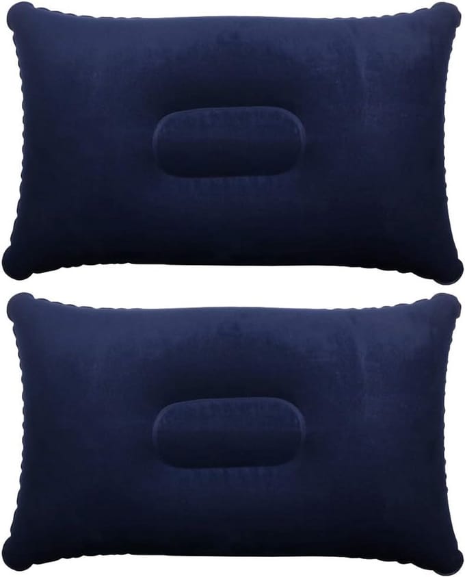 Opblaasbaar kussen voor reizen of kamperen - Opblaaskussen – Blauwe 2-pack