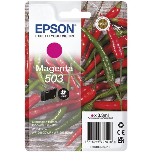Epson 503 originele inktcartridge, magenta, 1 stuk standaard capaciteit voor printers | Officiële kwaliteit