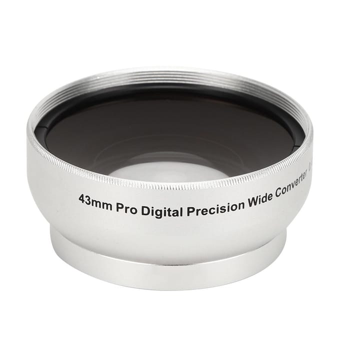 0.45X Optical Glass Silver Camera Wide Angle Magnification Additional Lens for 43mm Camera Lenses white