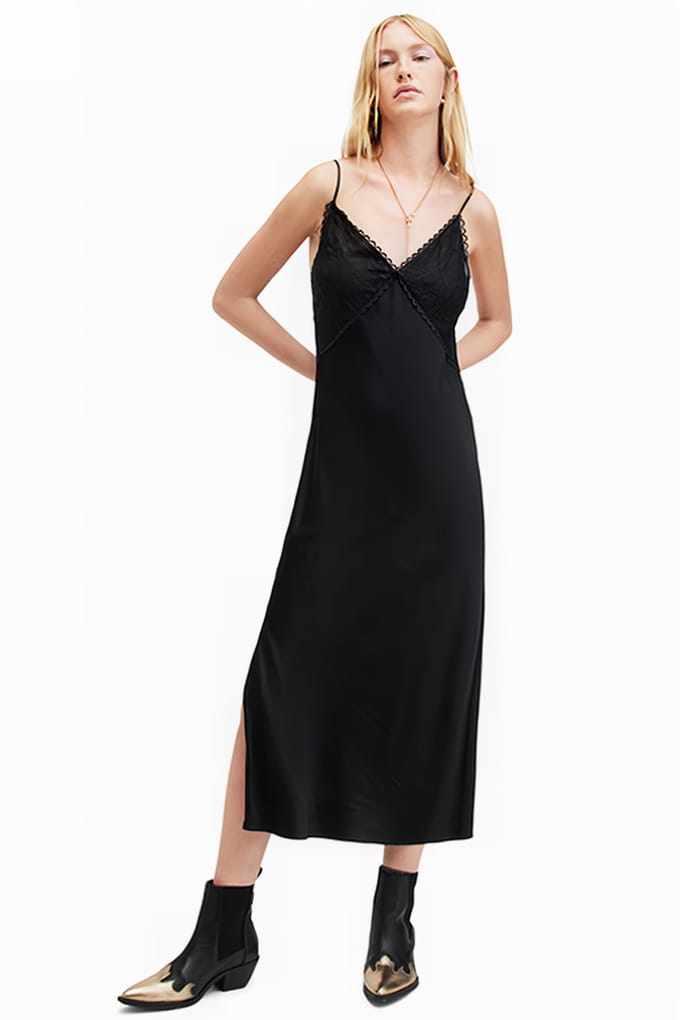 AllSaints Immy Dress Black Größe: 10 | Midikleider Outlet | Damen | Schwarz