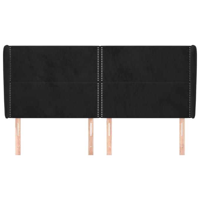 vidaXL - Hoofdbord - met - randen - 203x23x118/128 - cm - fluweel - zwart