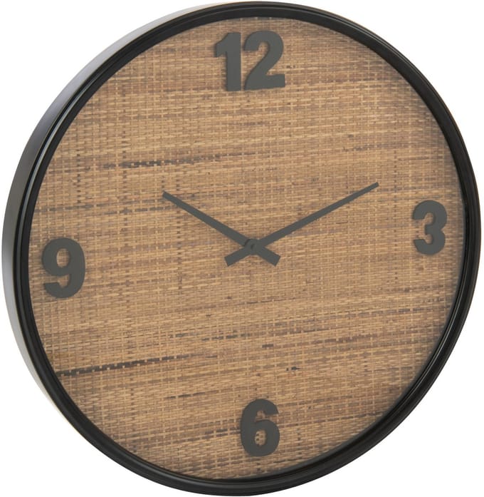 J-Line klok - hout - bruin/zwart - small - Ø 6 cm