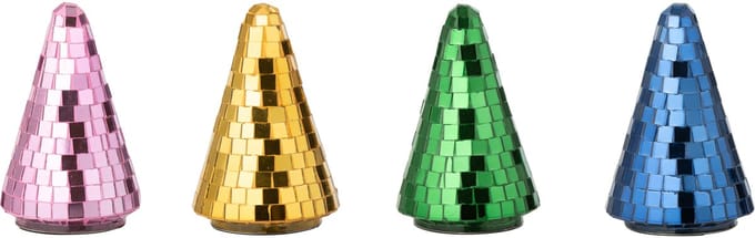 J-Line decoratie Boom Spiegel - glas - mix - small - 4 stuks