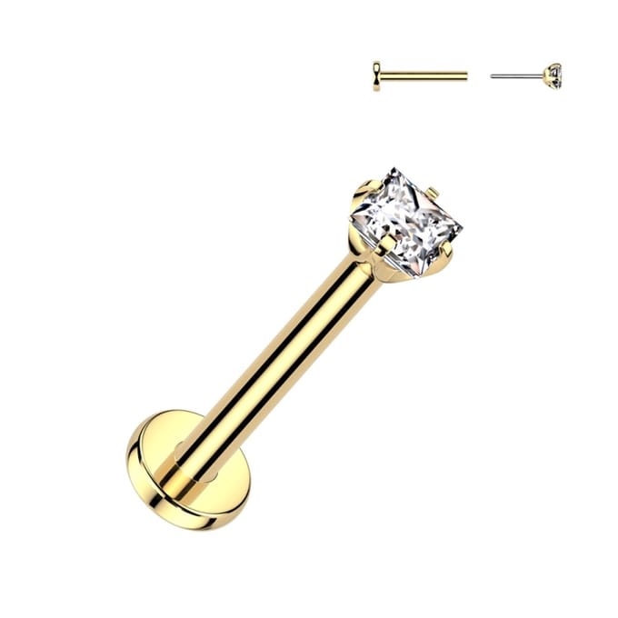 Piercing titanium push in vierkantje 0.8X8x2 - goud - LMPiercings