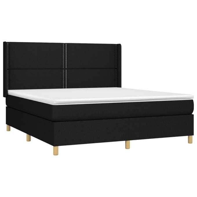 vidaXL - Boxspring - met - matras - stof - zwart - 180x200 - cm