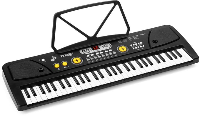 Keyboard piano kinderen - MAX KD61 - Keyboard met 61 toetsen - Microfoon en oplaadbare accu - Zwart