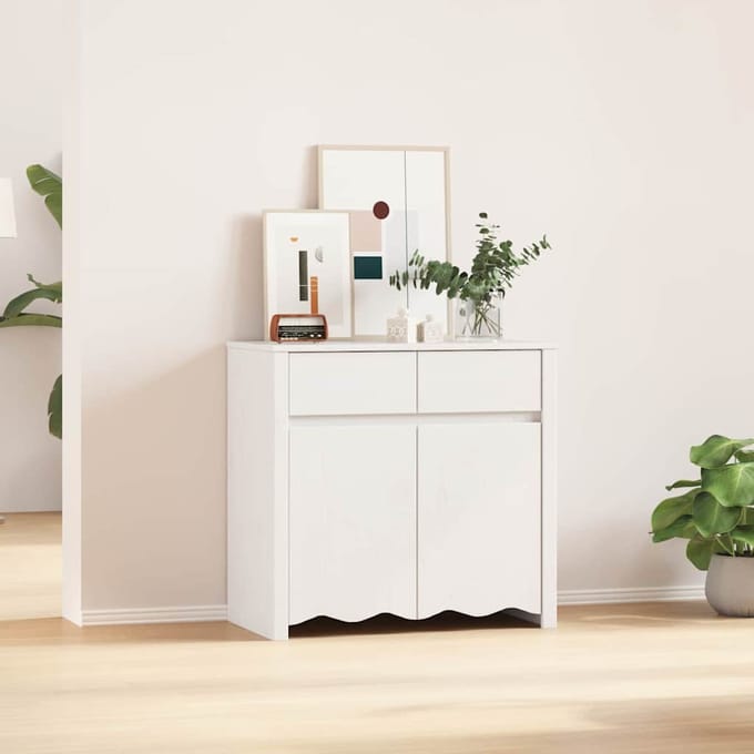 vidaXL - Dressoir - Drammen - Wit - 79 - x - 43 - x - 75.5 - cm - Massief - grenenhout