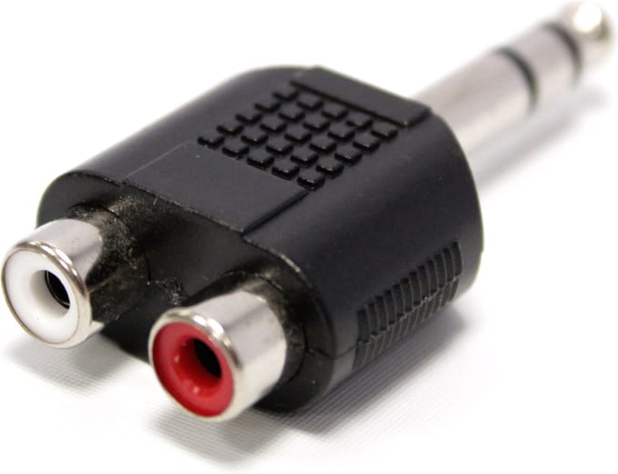 BeMatik - TRS stereo audio duplicator 1xjack 6.3 mm mannelijk naar 2xRCA vrouwelijk