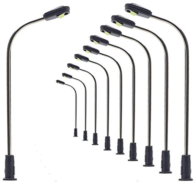 10 stuks 1:200 model lampen voor modelbouw - flexibele straatverlichting in warm wit