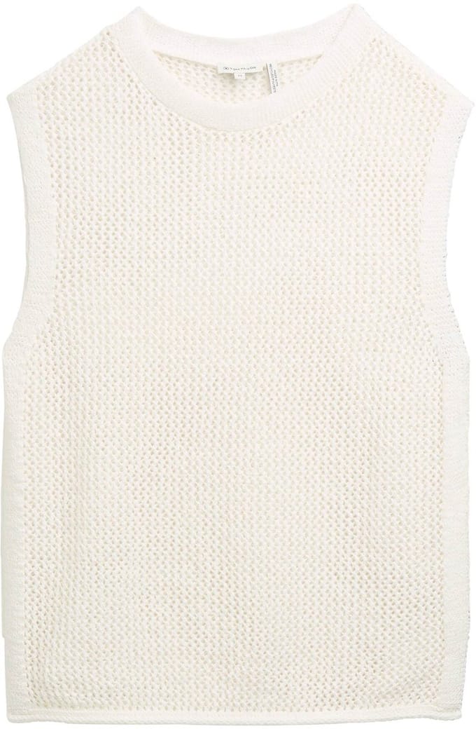 Tom Tailor - Trui met geperforeerd patroon - Maat XL - Whisper White