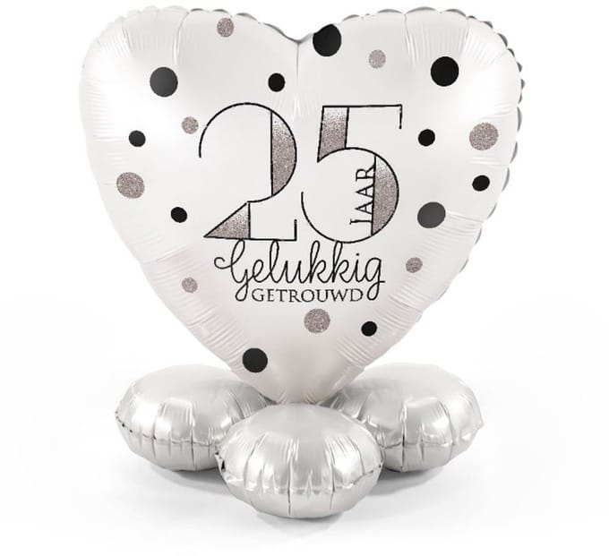 25 jaar gelukkig getrouwd - Ballonnen set met standaard - Everloon