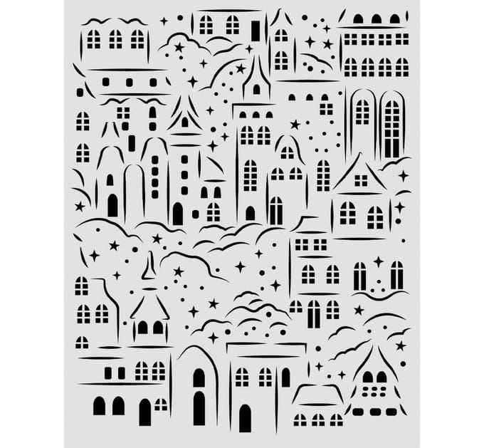 Stamperia Sjabloon "Christmas Village", 20 x 25 cm