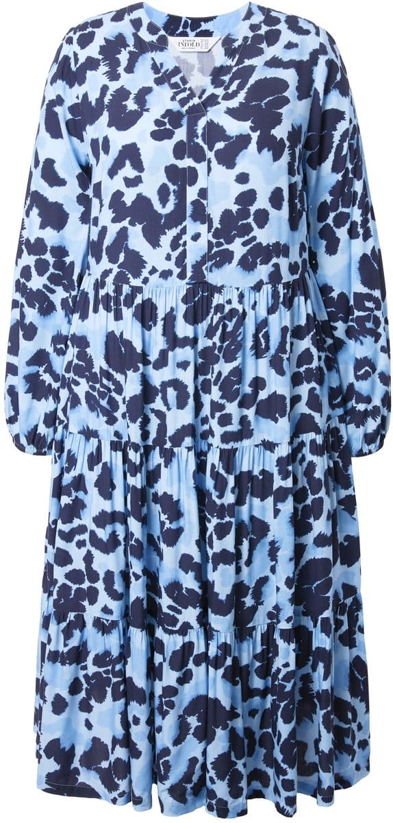 Studio Untold - Dames - Maxi-jurk A-lijn leo volants - Lichtblauw - Maat 42+