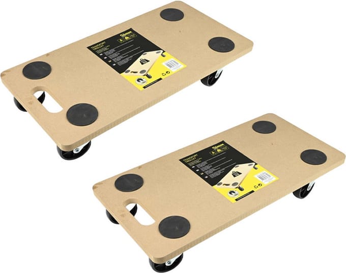 Benson Trolley - 2x - transport - met handvat - MDF - 200 kg - 58 x 30 cm